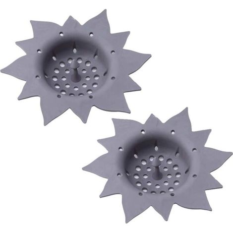 Filtro per lavandino in silicone a forma di fiore, con ventosa per scarico a pavimento di bagno/doccia, filtro per capelli, colino, grigio, alta qualità (1/4)