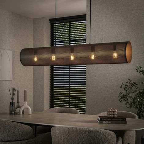 Suspension tube en métal noir perforé 5 lampes RALF (1/4)