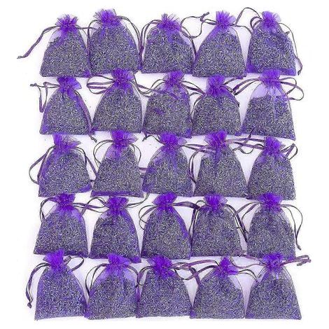 Lot de 25 sachets de lavande - Fleurs séchées naturelles de lavande pour désodoriser tiroirs et placards (1/2)