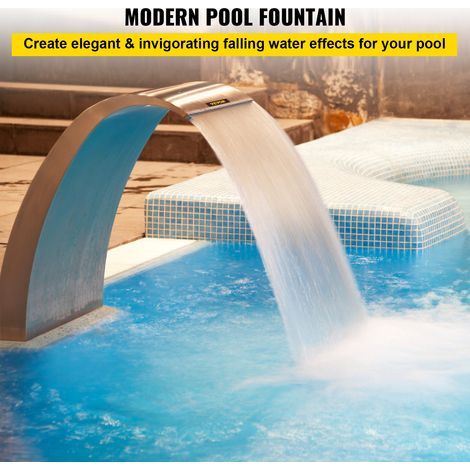 VEVOR Stainless Steel Swimming Pool Fountain 11.8x 23.6 x 17.7 Inch Pool Waterfall Fountain Silver For In Ground Pools Garden Outdoor Waterfalls Sheer Descent Pond Water Feature (1/5)