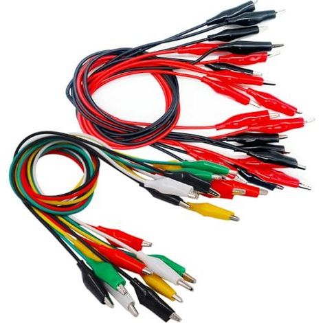 Pack of 20 Test Crocodile Clips - Double Head, Measurement Cable Set, Probe Connector, Center Line