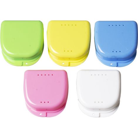 Sollbry Boite Appareil Dentaire, 5 Pièces Mince Boîtes de Dentier, Boîtes de Rangement pour Prothèse Dentaire, Retenue Orthodontique, protège-dents - Avec trous d'aération (1/4)
