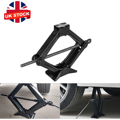 M.J COMFY-LIFE Scissor Jack Heavy Duty Car Jack Kit 85-380MM Steel Jack with Labor Saving Handle Portable Jack Tyre Repair Tool For Car SUV Van Black (1T) (1/5)