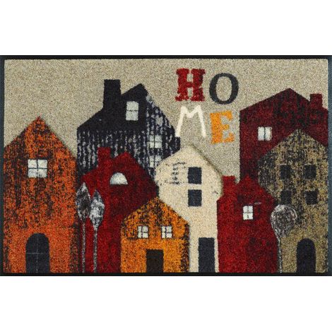 FLOORNOVO Schmutzfangmatte Trend Design - 75 cm x 50 cm - Wohnmomente - waschbare Fußmatte Innen und übderdachte Außenbereiche (1/3)