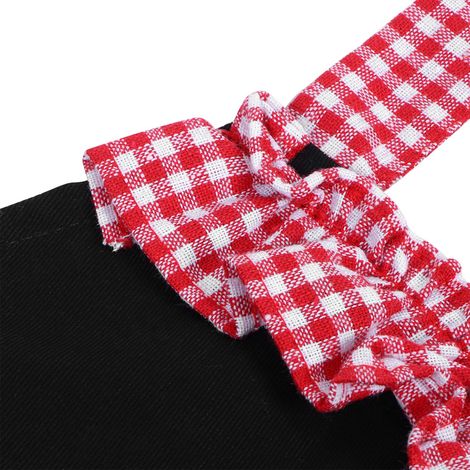 Tablier de cuisine multifonctionnel à nœud papillon, imperméable et anti-taches, noir et rose (1/5)