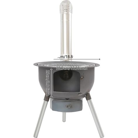 Poêle à bois, portable, options de cuisson polyvalentes, Noir (1/2)