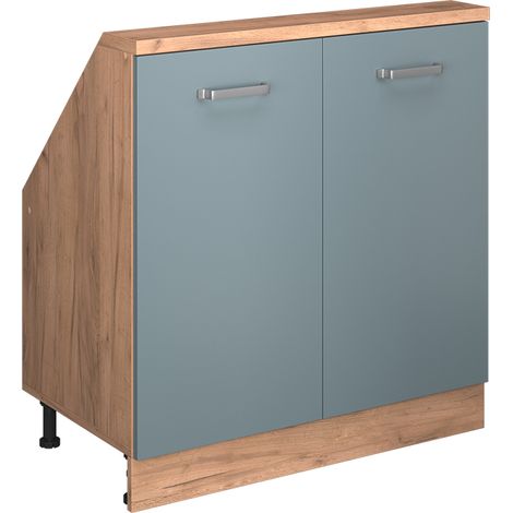 Mobile sottotetto Rion, Rovere blu-grigio/oro, con 2 porte, Vicco
