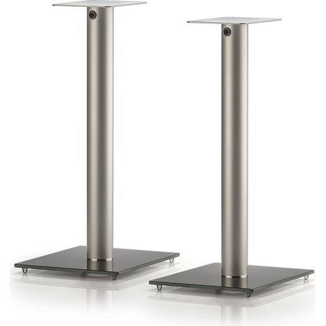 Pieds pour enceintes à poser SP100 verre trempé noir et alu brossé - lot de 2 (1/2)