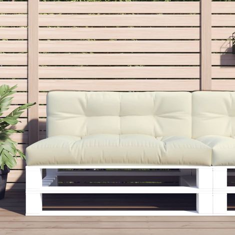 Coussin de palette crème 120x40x12 cm tissu