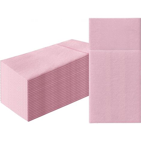 Serviettes Pochette Effet Tissu 1/8, 25 pièces - Rose Clair (1/5)