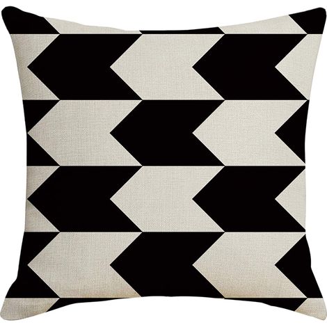 Housse De Coussin - Imprimé Noir Et Blanc - Résistante À L'Eau - Pour Coussin Hugging - 45 X 45 Cm - 1 Pièce (1/4)