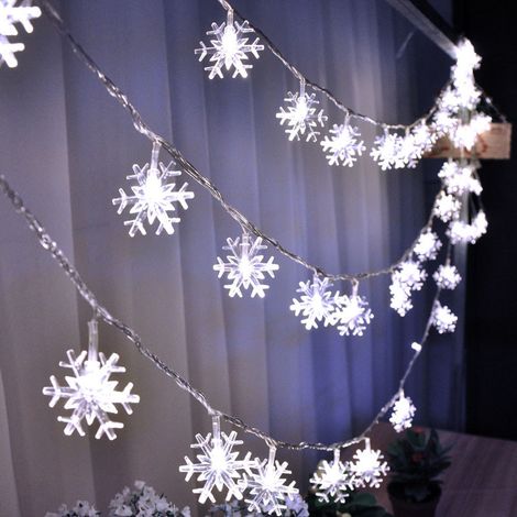 Guirlande Lumineuse Flocon de Neige de Noël Extérieur - 3M 20 Lumières Guirlande Lumineuse Flocon de Neige, 8 Modes, Étanche IP44, Décoration de Noël Extérieure pour Fenêtre Balcon (Blanc Froid) (1/5)