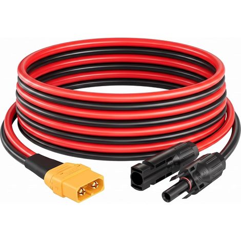 Câble Solaire XT90 Femelle 10AWG 60cm Pour Station d'Alimentation Externe  Câble solaire 10AWG XT90 femelle pour relier un panneau solaire à une station d'alimentation, cuivre pur, longueur 60cm. (1/5)