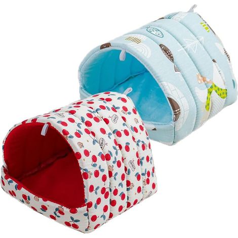 Set di 2 casette per porcellini d'India, calde cucce a forma di grotta per piccoli animali, zone notte invernali in peluche per criceti, scoiattoli e porcellini d'India appena nati, 19 x 19 cm