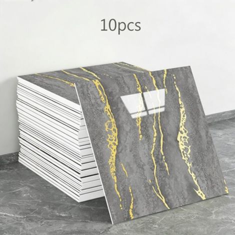 10 láminas de papel pintado autoadhesivo que imitan azulejos de cerámica (efecto cerámico, dimensiones: 30 x 30 x 0,7 cm) (1/5)