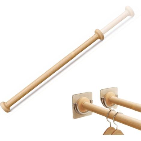 Tringles de placard réglables en imitation bois pour suspendre les vêtements, sans perforation, pour armoire, salle de bain, buanderie (50-80cm) (1/5)