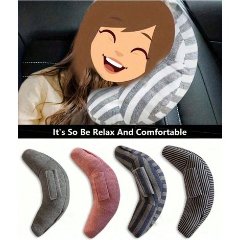 Oreiller d'appui-tête et de ceinture pour voiture, oreiller de cou pour dormir, accessoire de voiture (1 pièce) (1/4)