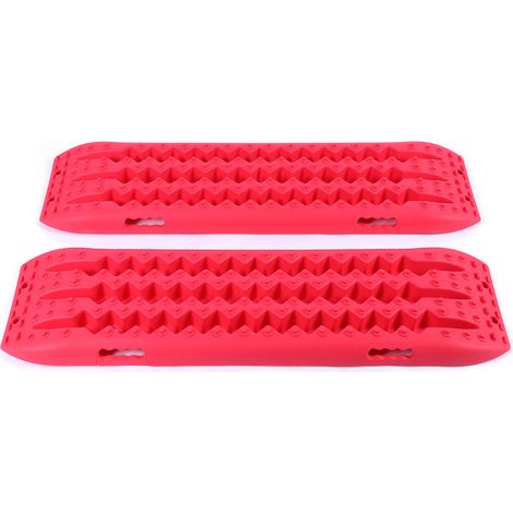 2 pièces Échelles de désensablage neige boue TT 4x4 10T Rampes de traction antidérapantes (Rouge) (1/5)