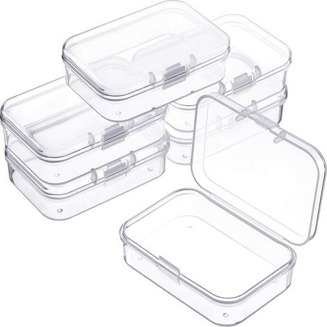 Boîte de rangement en plastique transparent pour recueillir divers petits objets, paquet de 6 (6,5 x 4,5 x 2 cm) (1/5)