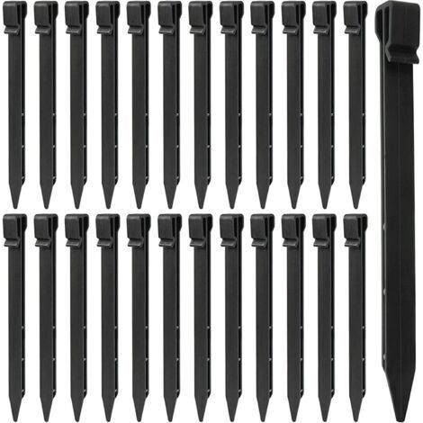 25 Pièces Piquets de Sol en Plastique, 25CM Piquets de Bordure de Paysage Robustes Piquets de Tente Pointes d'ancrage pour Tentes Planche Terrasse Bordure Pelouse Jardin Extérieur (Noir)