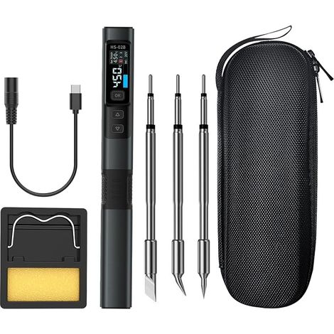 Portable Soldering Iron 100W, Precision Electronic Soldering Iron Kit, Fast Heating 2S, Adjustable Temperature 180°F to 842°F, 3 Groups Preset Temperature, 3 Soldering Iron Tip (1/5)