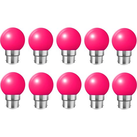 10X B22 Ampoule rose 1W Ampoule Couleur Économie d'énergie Couleur à LED 200LM Adapté aux Décoration AC 220V-240V rose (1/4)