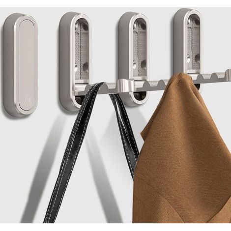 Set of 4 foldable zinc alloy wall hooks for coats, towels, hats, backpacks, sturdy wall hooks (silver) (1/5)