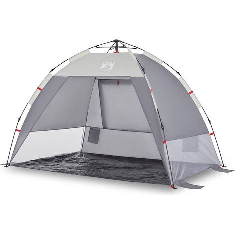 vidaXL Tienda de playa 2 personas impermeable apertura rápida gris (1/2)