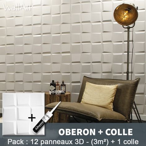 Panneau Mural 3d WallArt Mur3D Oberon 3m² + Colle (1/5)