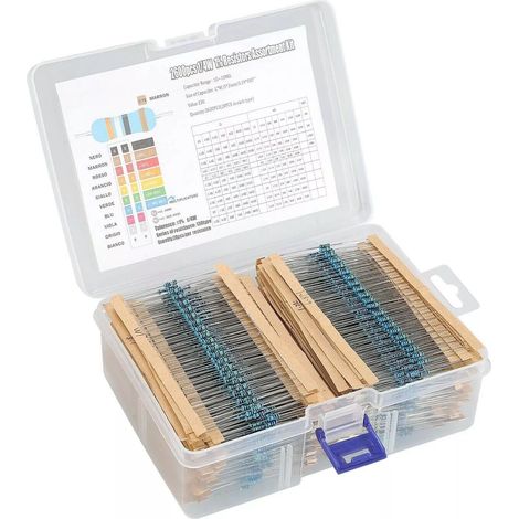 Resistor - Film Métallique 1/4 W - Tolérance ±1 % - Plage 1 Ω à 10 MΩ - 130 Valeurs × 20 Pièces - Lot de 2600 Pièces (1/5)