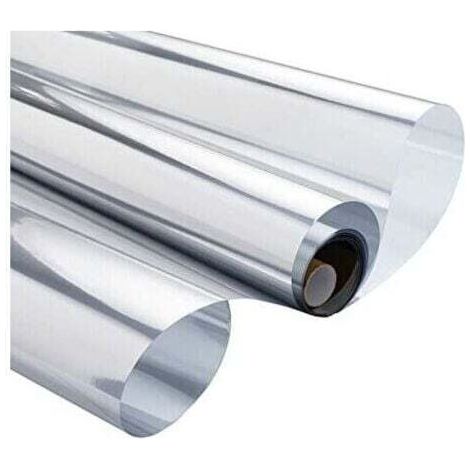 Entspiegelte Fensterfolie, Einweg-Spiegelfolie, hitzebeständig, UV-beständig, elektrostatisch, Sichtschutzfolie für Büro-, Wohn- und Ladenfenster, 90 × 300 cm, Silber