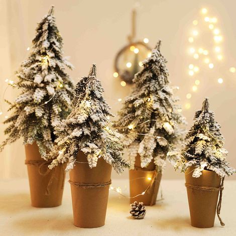 4 morceaux d'arbres de Noël, flocage de neige de simulation PE de Noël, mini ornements d'arbre de Noël (27 cm, 33 cm, 40 cm, 50 cm) YMYNY (1/5)