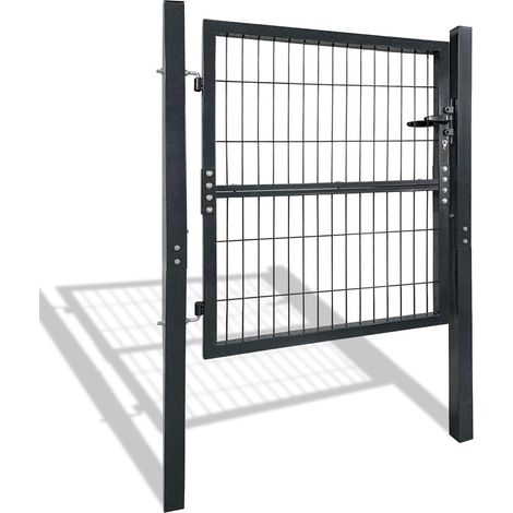 Gartentor Metall Gartentür robust langlebig Zauntor Verzinkt Einzel Wellengitter Zauntür Anthrazit (100x100cm) NAIZY (1/5)