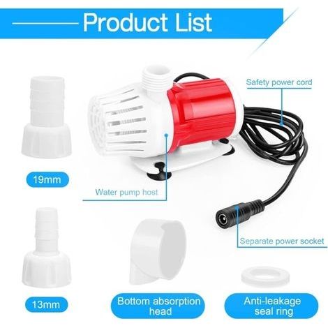 Pompe submersible DC 12V 20W pompe à eau Portable pour aquarium 1200L/H pompes à haut débit pompe amphibie pour fontaine de réservoir de poissons d'étang à la maison (1/4)