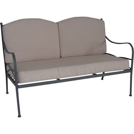 Chalet & Jardin – Canapé de jardin 2 places en acier – Assise en fer plat 2mm – Coussins déhoussables écru – Pour vérandas et terrasses (1/2)
