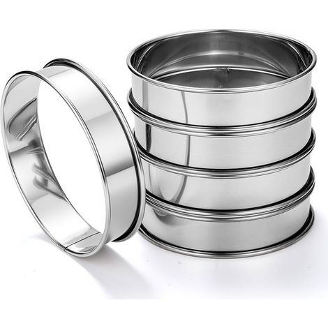 Sollbry Paquet de 12 Anneaux à Muffins Anglais, Anneaux à Crumpets de 3,15 Pouces, Anneaux à Doubles RouléS en Acier Inoxydable, Moules à Anneaux de Cuisson pour Pâtisserie