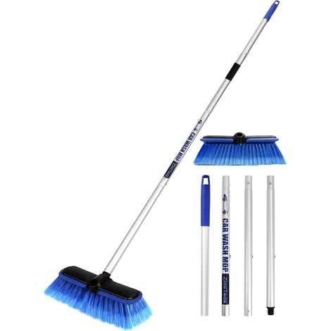 Brosse de Lavage de Voiture PBT avec Manche Long 10 '' Plus Grande tête de Brosse à Poils Doux Pare-Chocs en Caoutchouc pour Roue de véhicule RV SUV Bateau Camion Panneau 60 '' 151cm (1/5)
