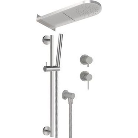 Set doccia con miscelatore incasso, soffione a parete e saliscendi in acciaio inox - Serie X Style Inox (1/3)