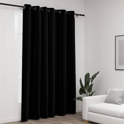 Rideau occultant Aspect de lin avec œillets Noir 290x245 cm (1/5)