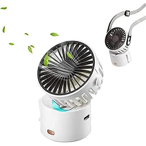 Mini ventilateur de poche USB, rechargeable par USB, avec 3 vitesses réglables, portable, pour la maison, le bureau et les voyages (BLANC) (1/5)