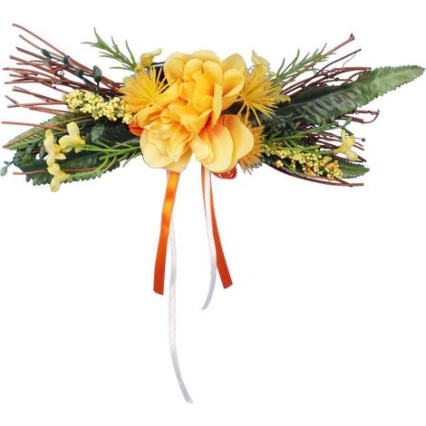 Composition décorative de Pâques sur osier à suspendre, 25 cm, jaune (1/2)