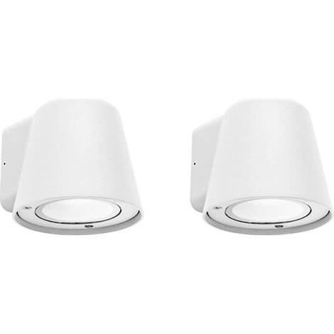 Cone - 2 Apliques de Pared Exterior de 1 Foco GU10 con IP44 de Color Blanco (1/5)