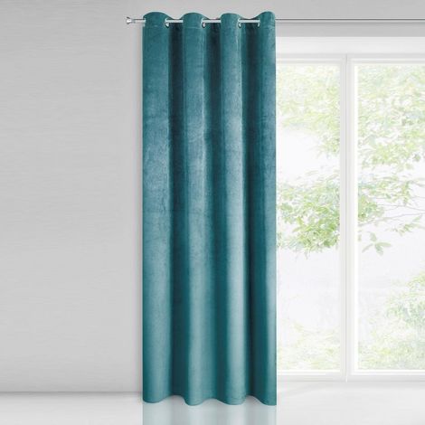 Eurofirany Pierre Tenda Velluto – Soggiorno Camera da Letto Moderno Classico Occhielli in Metallo 1. 215 g/m², Poliestere, Turchese Chiaro, 140 x 250 cm (1/5)