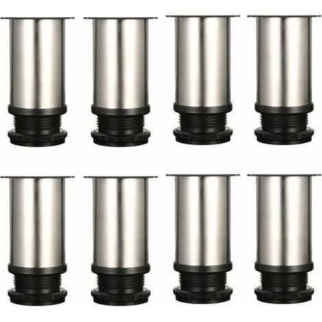 8er-Set Möbelfüße, verstellbare Möbelfüße – verchromtes Metall – verstellbare Höhe (insgesamt 80–95 mm) (1/5)