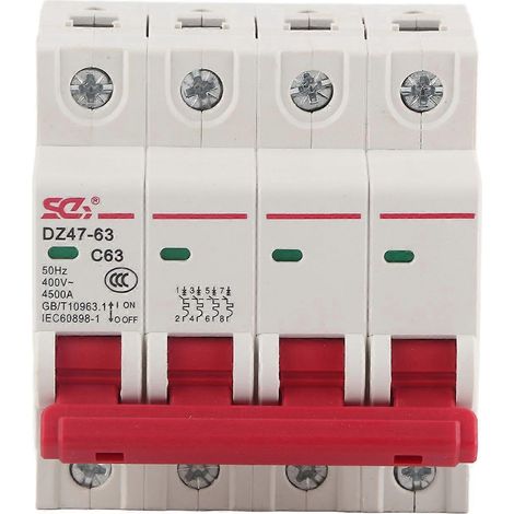 Disjoncteur 4P 63A DZ47-63-4P pour courant continu photovoltaïque