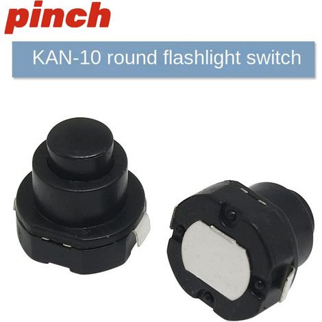 Interrupteur de lampe torche KAN-28 robuste à bouton-poussoir autobloquant, alimentation miniature 6 A, type à pression. Interrupteur de lampe torche rond KAN-10. (1/4)