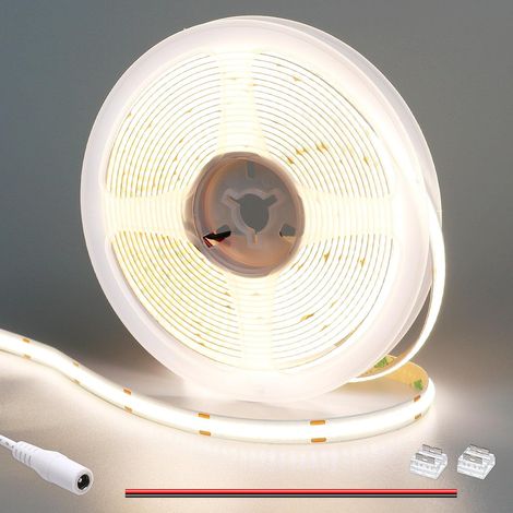 24V COB LED Strip Natural White 4000K 312LEDs/M 5M CRI 93+ 4100lm High Brightness Non-Waterproof Flexible Cuttable LED Strip for Home Kitchen Decorate (1/5)