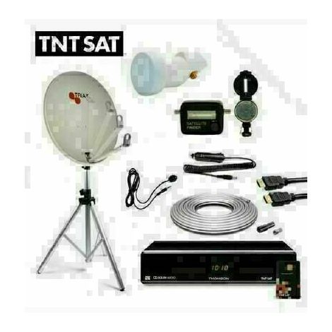 PACK SATELLITE CAMPING TNTSAT Trepied + Parabole pliable + Recepteur TNTSAT + KIT SATFINDER + KIT COAXIAL