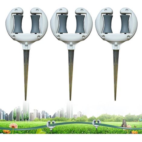 Lot de 3 guides pour tuyau d'arrosage d'extérieur – Supports à planter de 10,6 pouces en ABS inoxydable et métal galvanisé, avec rouleau-guide, piquets de fixation et accessoires pour tuyaux de jardin (1/5)