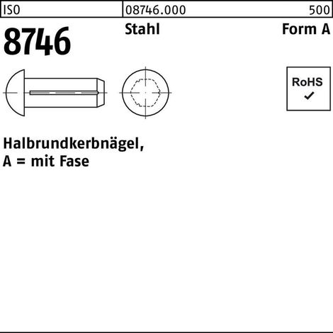 ISO 8746 Form A Halbrundkerbnägel Stahl 3 x 12 K 500 Stk (1/2)